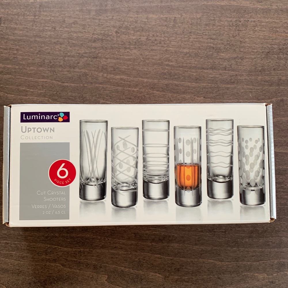 CUT CRYSTAL SHOOTERS 6 pc set - Uptown Collection